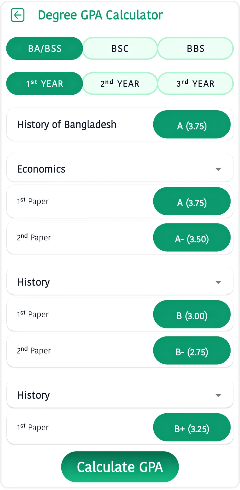 Gradely: GPA, CGPA & Results screenshot