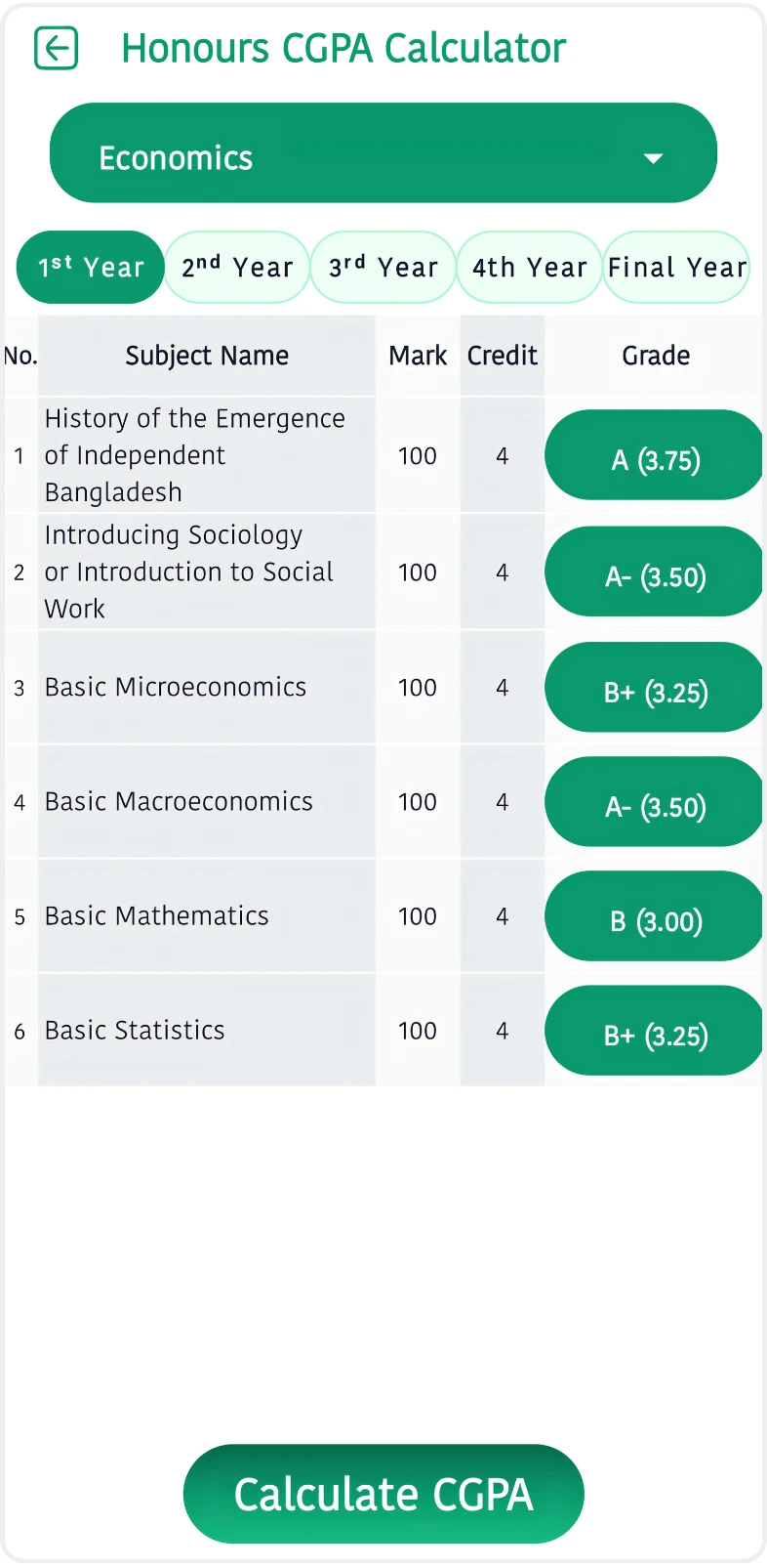 Gradely: GPA, CGPA & Results screenshot